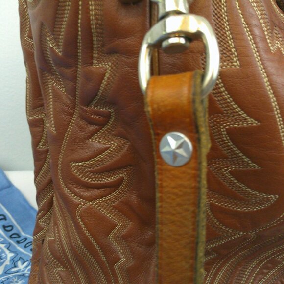 Justin Boot Purse Upcycled Leather Cowboy Boot Bucket Handbag - Picture 6 of 11